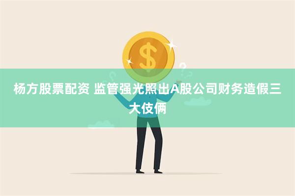 杨方股票配资 监管强光照出A股公司财务造假三大伎俩